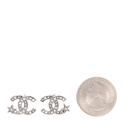 Chanel Crystal CC Starfall Earrings Silver 2 of 5
