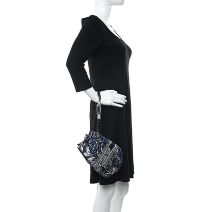 Christian Dior Technical Fabric Embroidered Palm Tree Toile De Jouy DiorTravel Pouch Blue 2 of 12