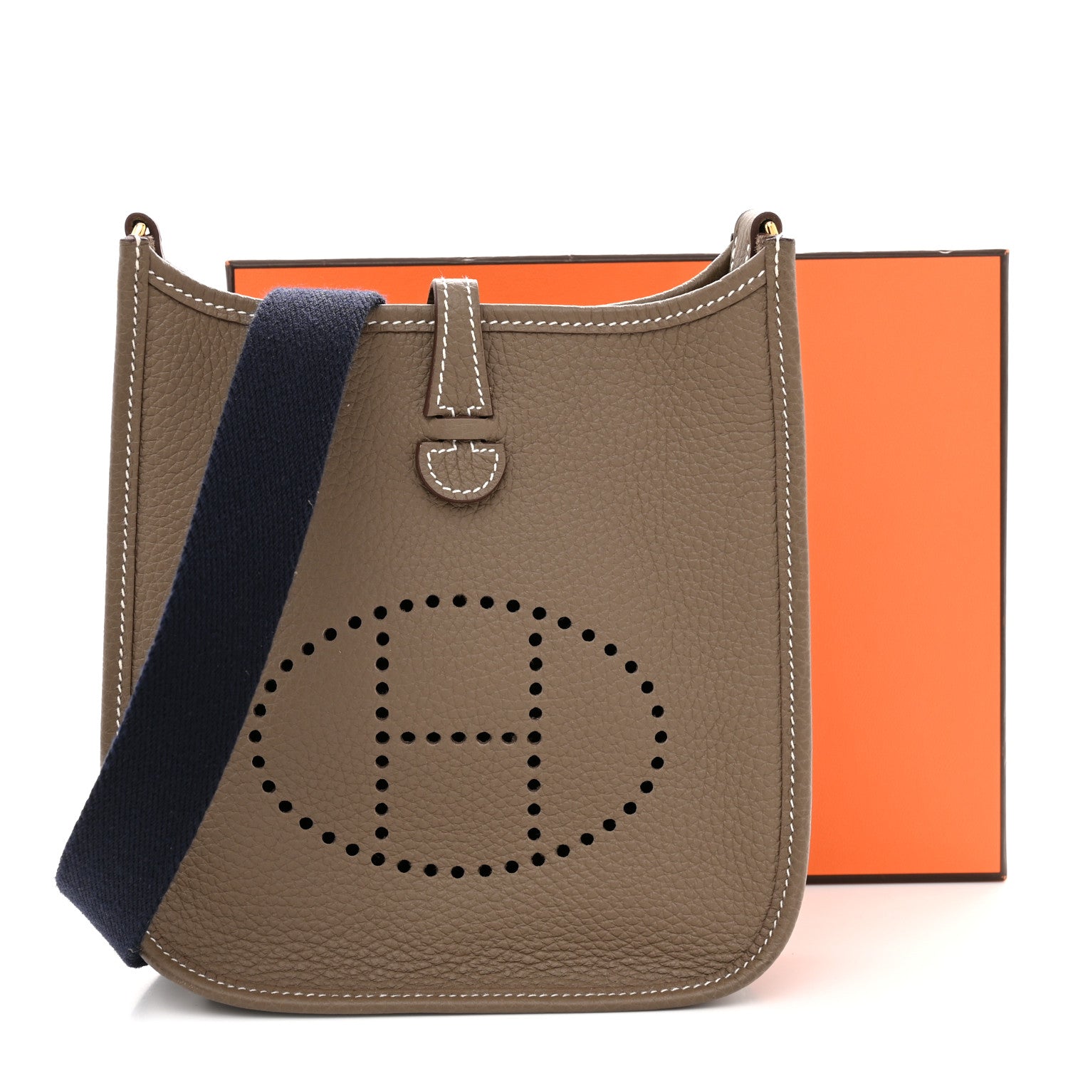Hermes Taurillon Clemence Amazone Evelyne TPM Etoupe Bleu Indigo 11 of 11