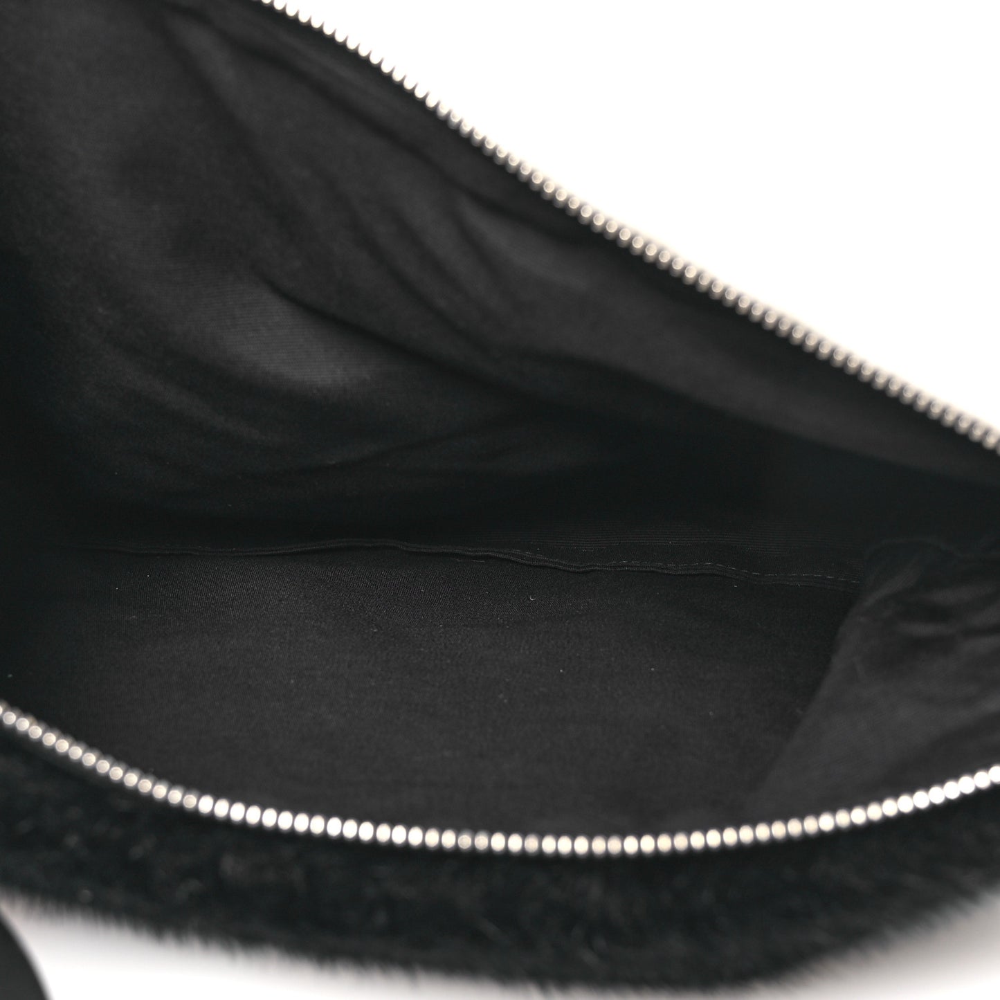Faux Fur Two Tone Large GV3 Pouch Wristlet Black White