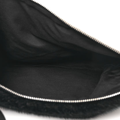Givenchy Faux Fur Two Tone Large GV3 Pouch Wristlet Black White 5 of 10