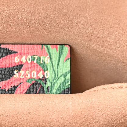 Gucci X KEN SCOTT New Shangai Calfskin Jenny Floral Print Mini Horsebit 1955 Top Handle Bag Black Pink 7 of 10