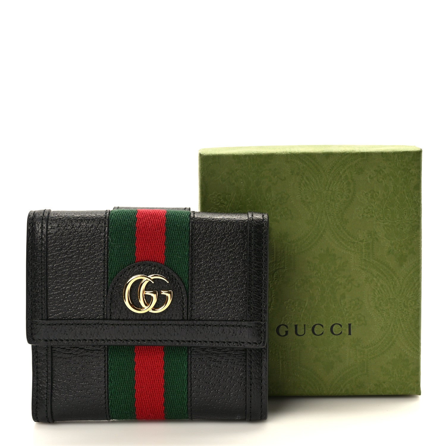 Gucci Textured Calfskin Web Ophidia French Flap Wallet Black 7 of 7