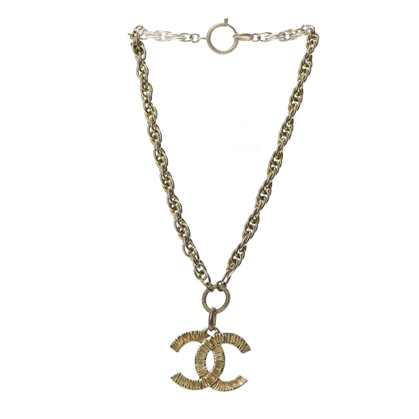 CC Short Chain Pendant Necklace Gold