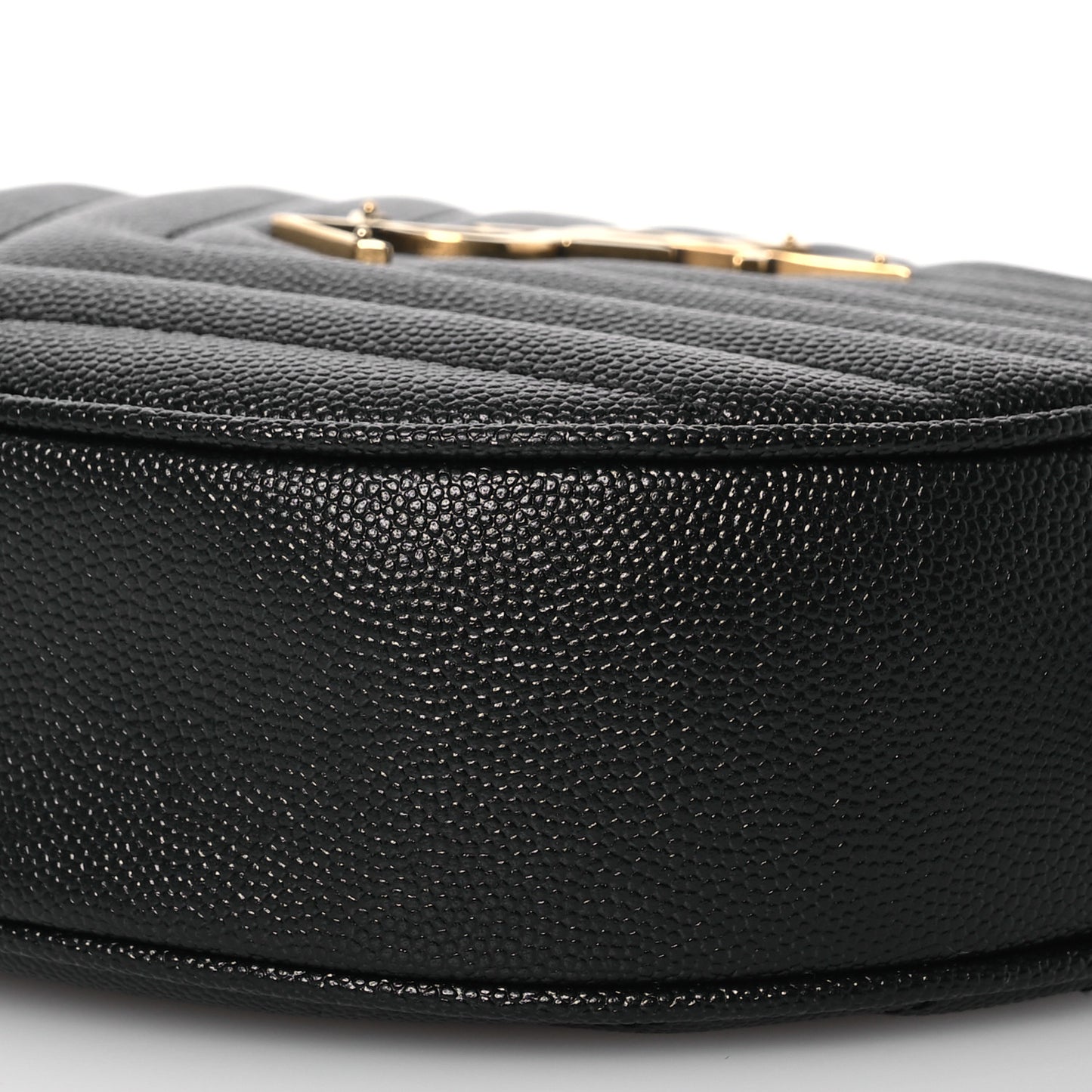 Grain De Poudre Matelasse Chevron Quilted Round Vinyle Camera Bag Black