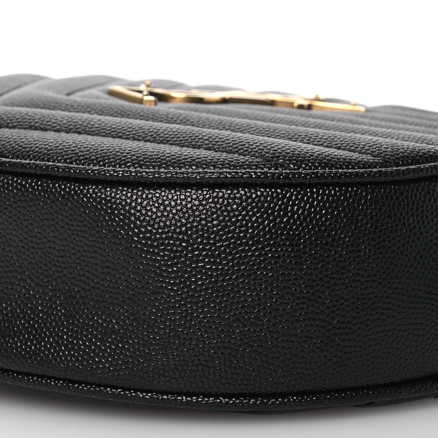 Saint Laurent Grain De Poudre Matelasse Chevron Quilted Round Vinyle Camera Bag Black 10 of 13