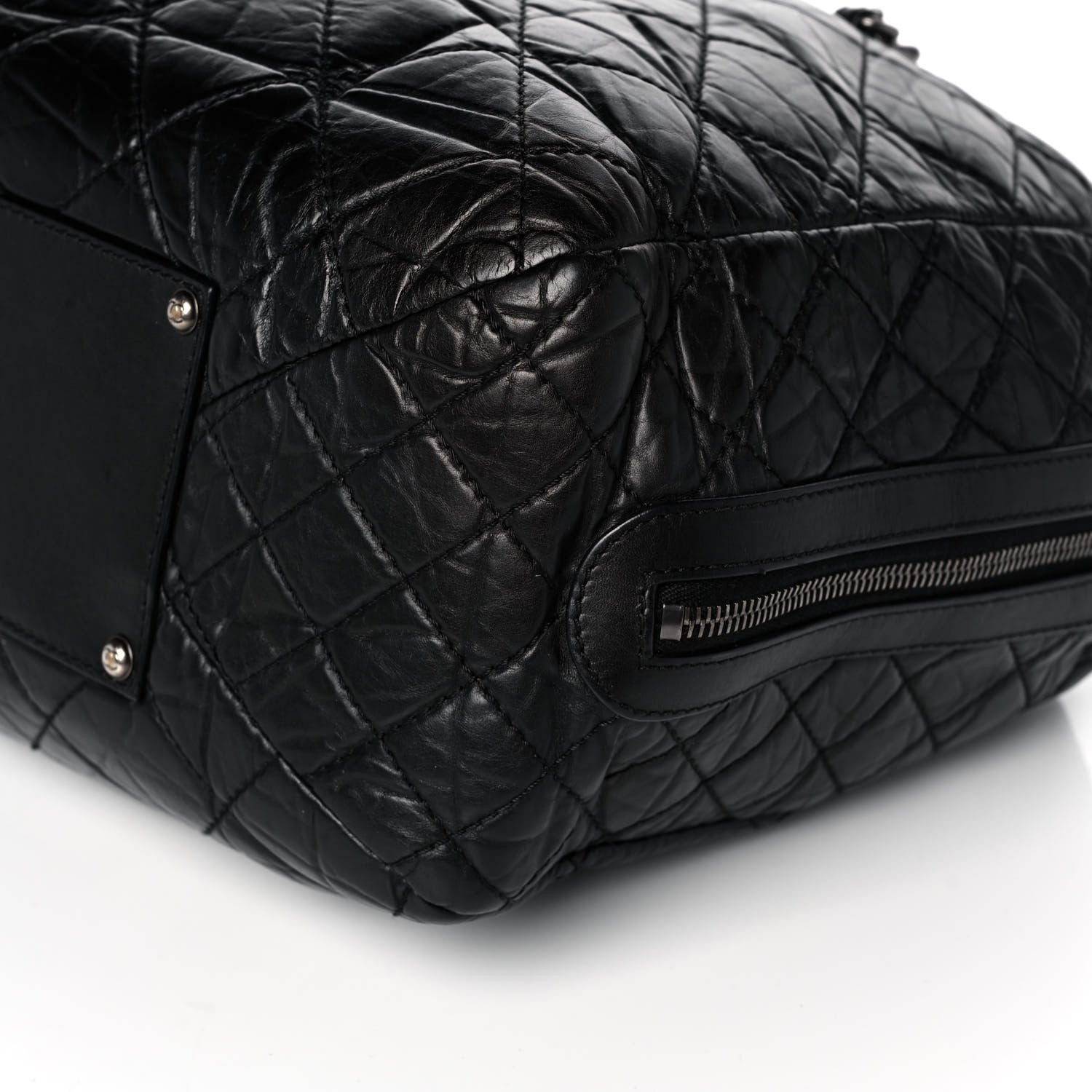 Chanel Aged Calfskin Quilted Large Secret Tag Bowling Bag Black 11 of 12