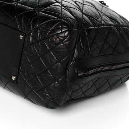 Chanel Aged Calfskin Quilted Large Secret Tag Bowling Bag Black 11 of 12