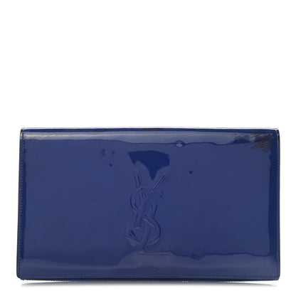 Saint Laurent Patent Calfskin Monogram Large Belle De Jour Clutch Royal Blue 1 of 12