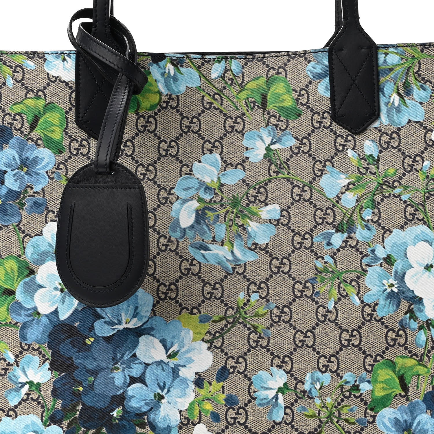 Gucci GG Supreme Monogram Blooms Medium Reversible Tote Beige Blue Navy 7 of 9