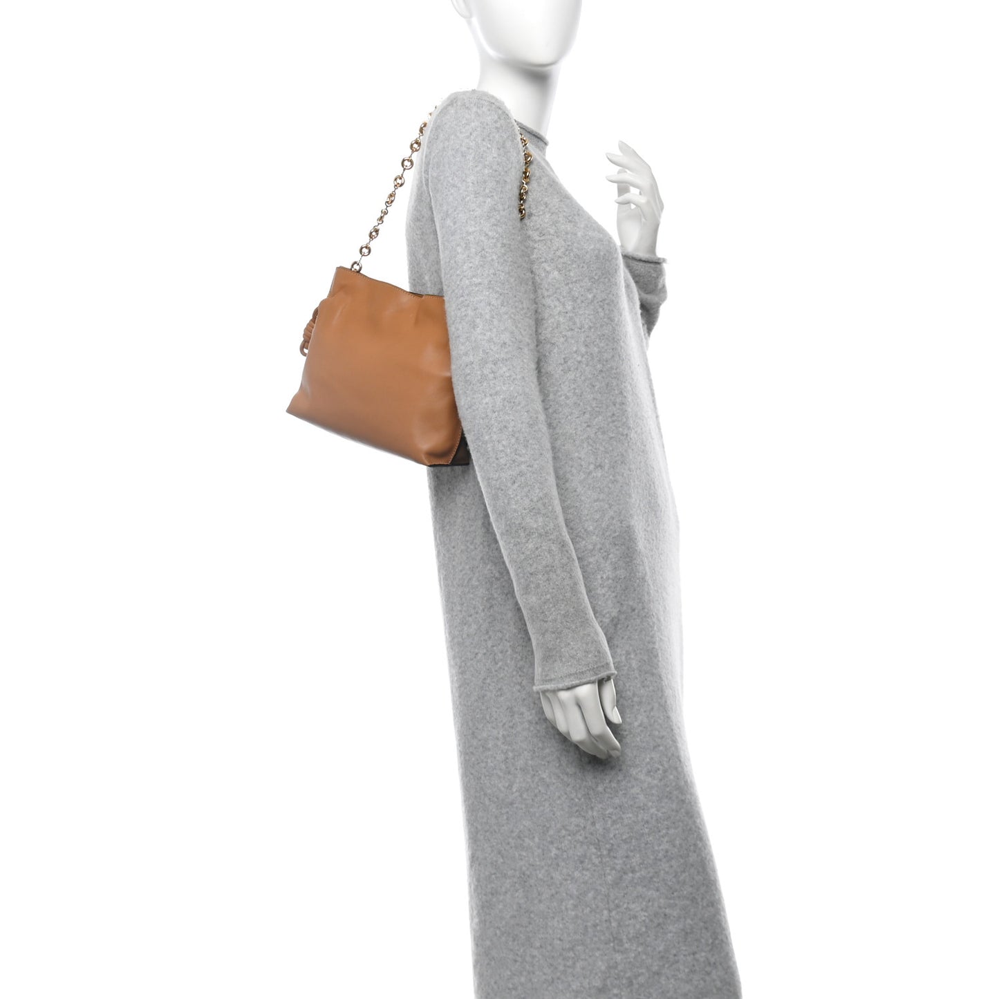Nappa Calfskin Mini Flamenco Knot Clutch With Chain Warm Desert