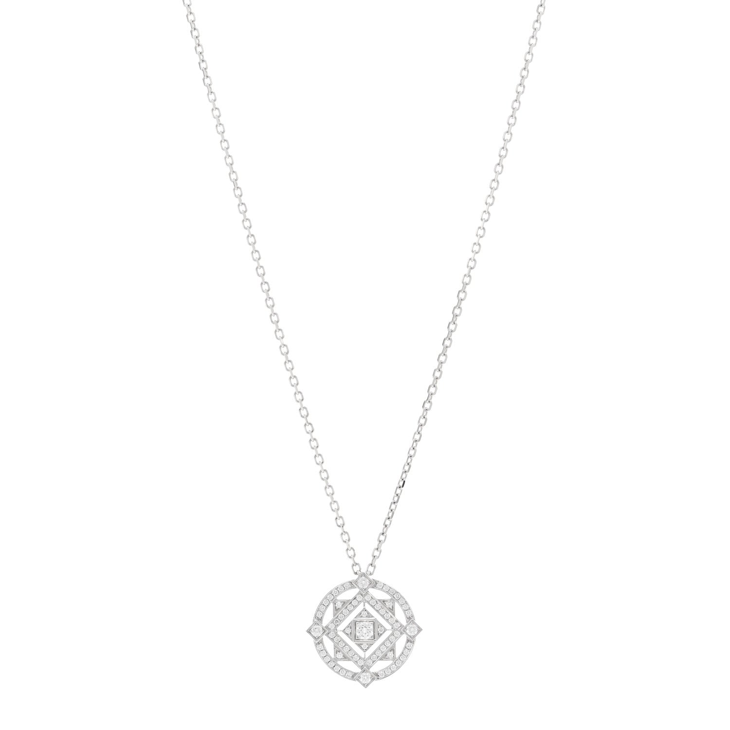Cartier 18K White Gold Mandala Open Work Pendant Necklace 1 of 4