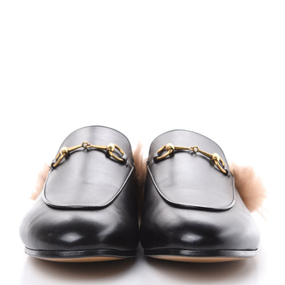Gucci Calfskin Fur Womens Princetown Slippers 41.5 Black 2 of 10
