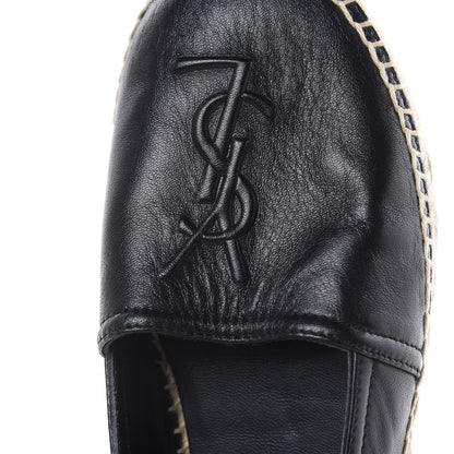 Saint Laurent Lambskin Monogram Espadrilles 37.5 Black 10 of 10