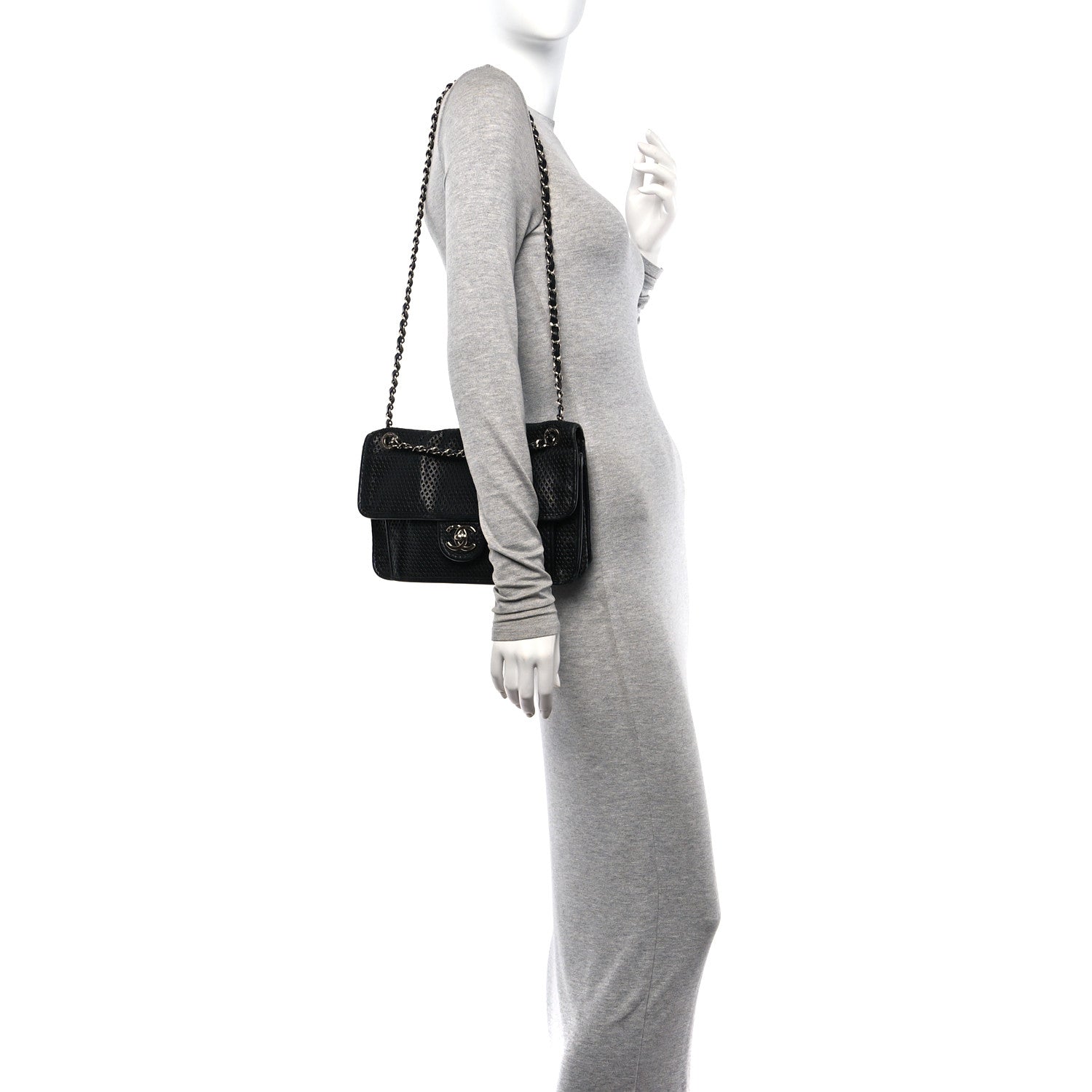 Chanel Perforated Calfskin Large Up In The Air Flap Black 2 of 11