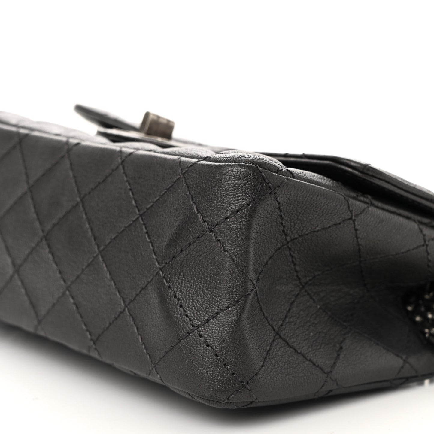 Metallic Sheepskin Quilted 2.55 Reissue Mini Flap Dark Silver