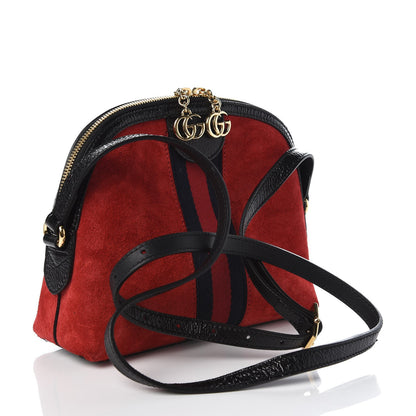 Gucci Suede Patent Web GG Small Ophidia Dome Shoulder Bag Hibiscus Red 3 of 8