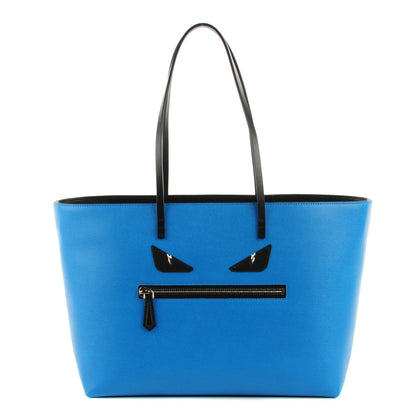 Fendi Vitello Elite Cuoio Monster Buggies Medium Roll Tote Blue Royal Black 1 of 9