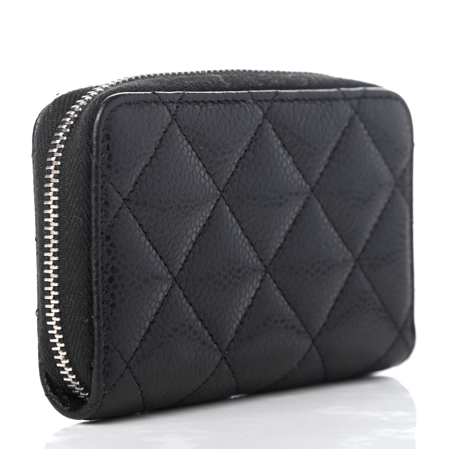 Caviar Quilted Zip Coin Purse Black