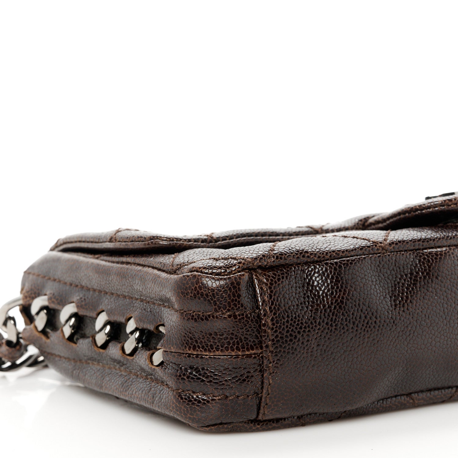 Chanel Glazed Caviar Quilted Modern Chain Flap Dark Brown 9 of 12