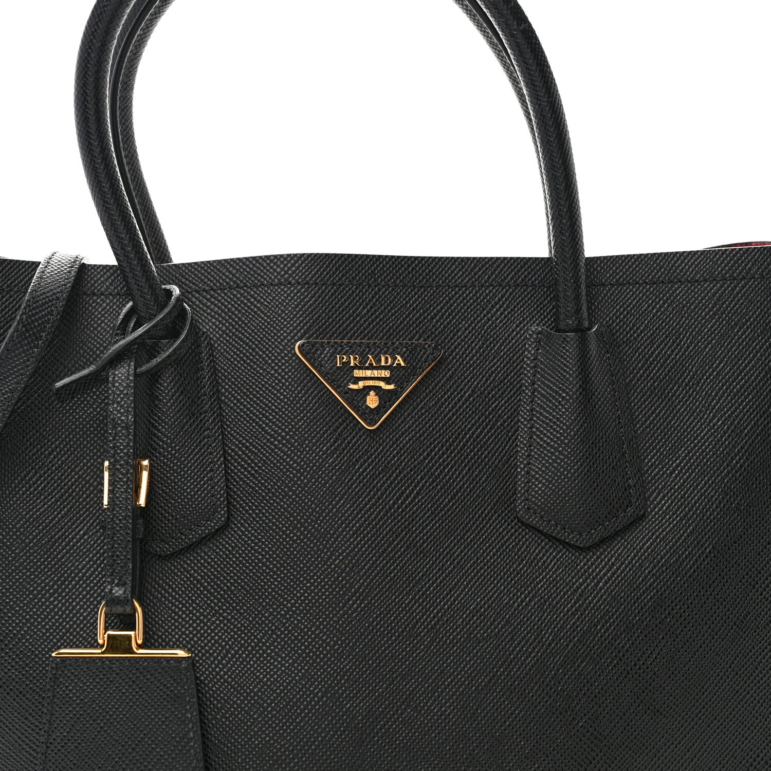 Prada Saffiano Cuir Medium Double Bag Black Fuoco 1620691