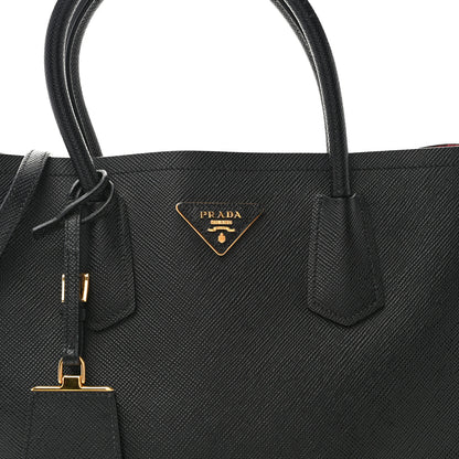 Prada Saffiano Cuir Medium Double Bag Black Fuoco 8 of 11