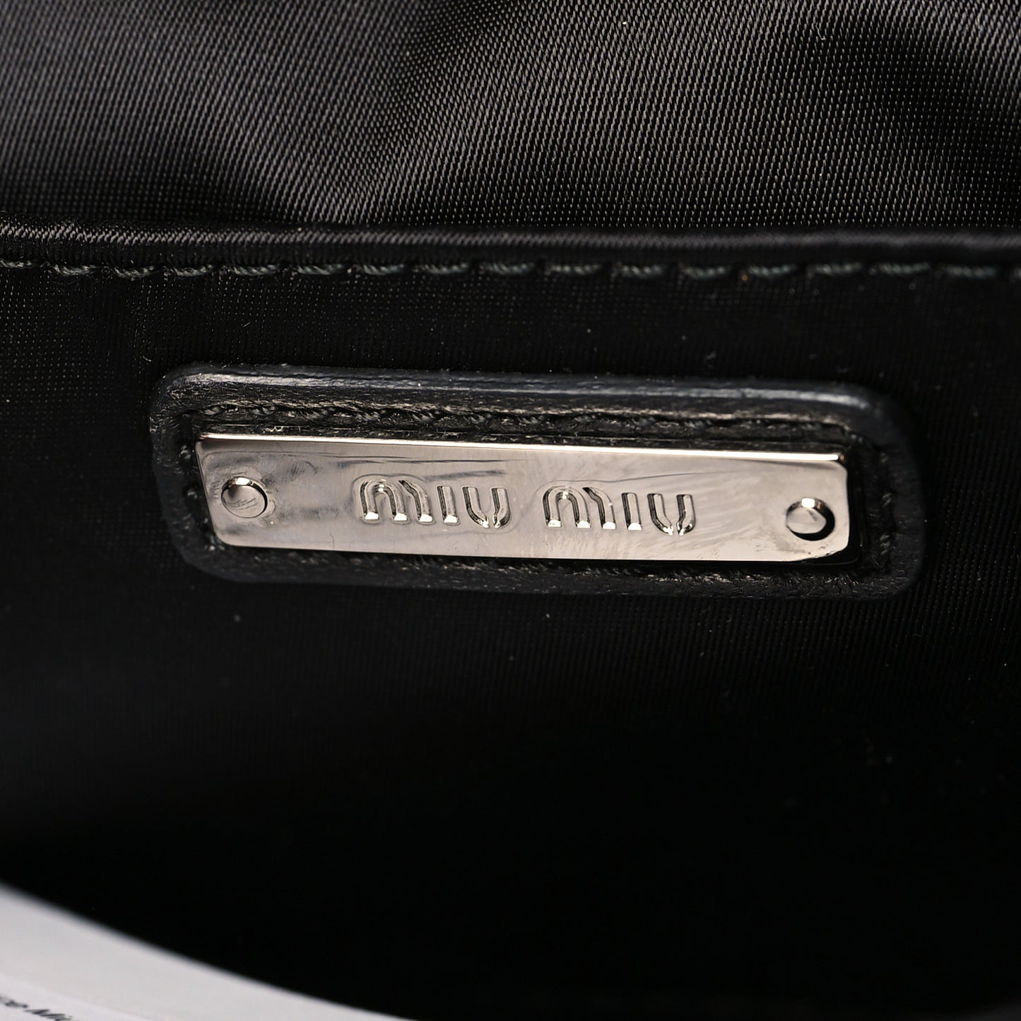 Tessuto Matelasse Delice Miu Logo Bag Black