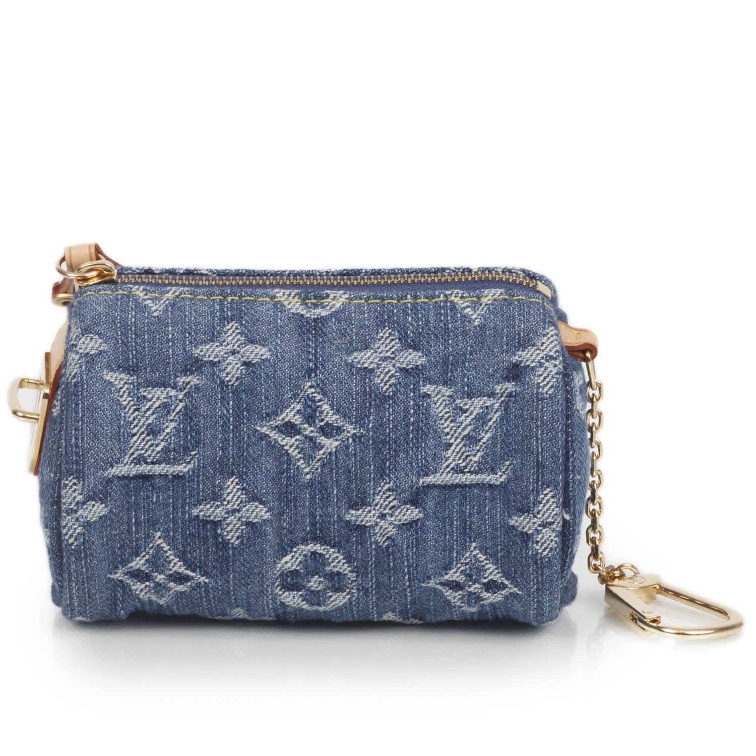 Louis Vuitton Monogram Denim Pochette Speedy PM Key Holder Blue 1 of 10