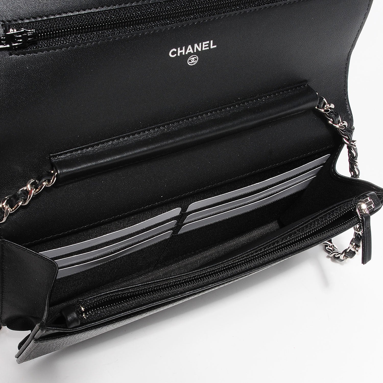 Chanel Caviar Timeless CC Wallet On Chain WOC Black 6 of 8