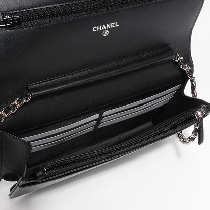 Chanel Caviar Timeless CC Wallet On Chain WOC Black 6 of 8