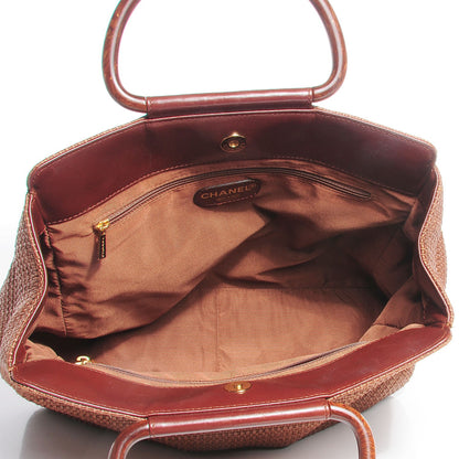 Chanel Woven Straw Raffia Wooden Handle Bag Brown 7 of 8