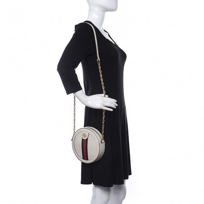 Gucci Textured Calfskin Web Mini Ophidia Round Shoulder Bag Mystic White 2 of 8