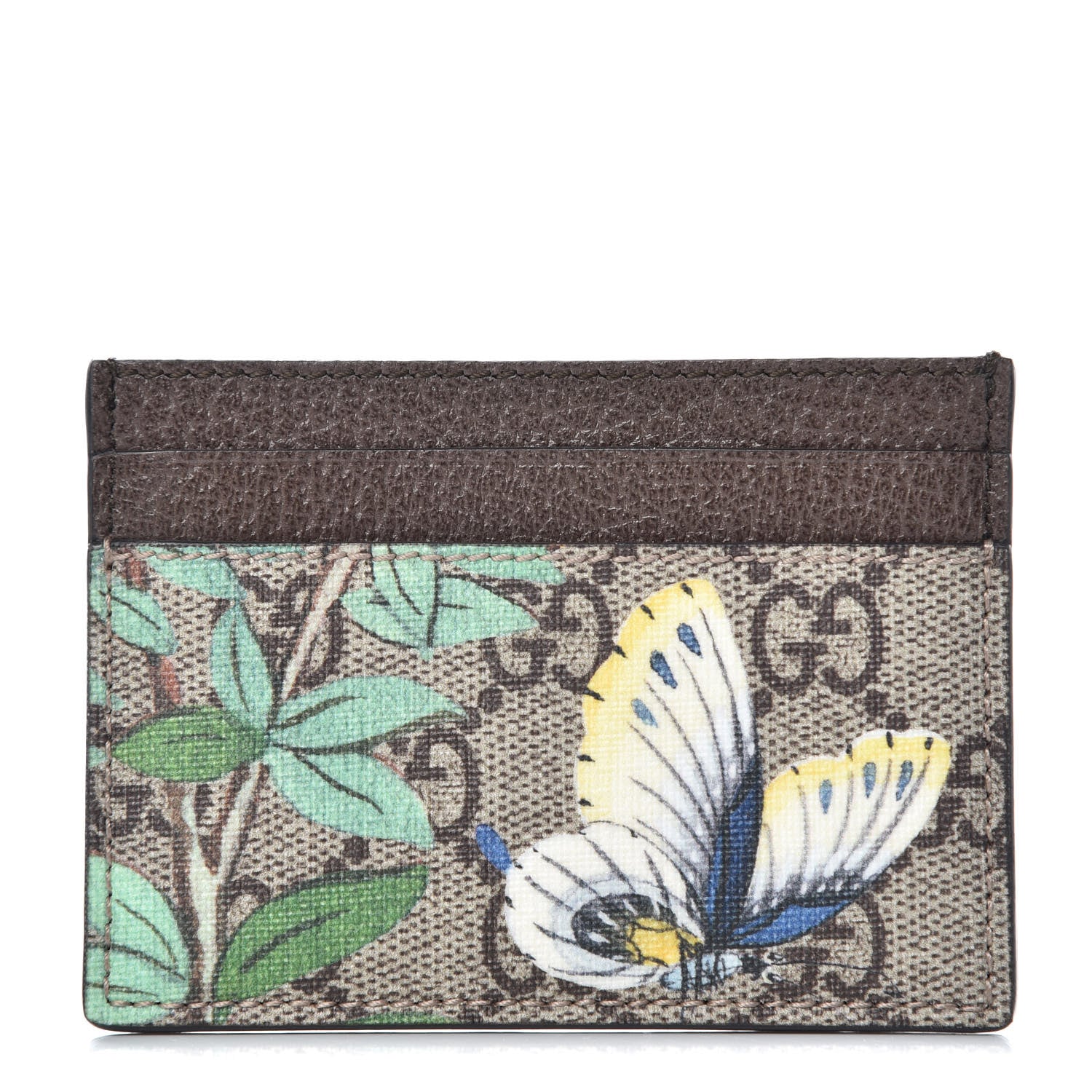 Gucci GG Supreme Monogram Tian Card Holder Beige Multicolor New Acero 1 of 8