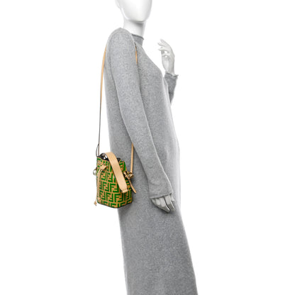Fendi Vitello Liberty F is Fendi Bi-Color FF 1974 Embossed Mini Mon Tresor Bucket Bag Savana Tomatillo 2 of 11