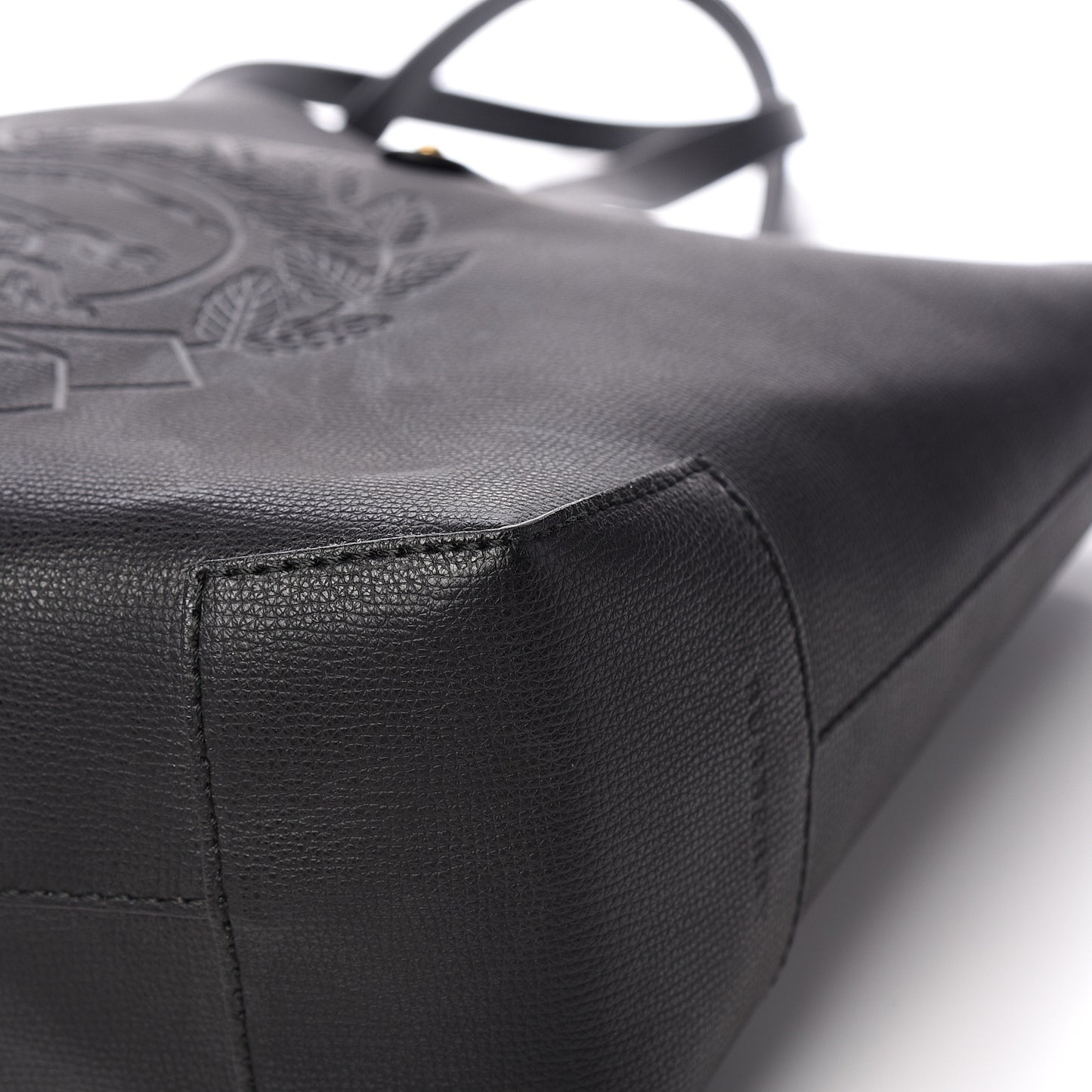 Calfskin Crest Embossed Small Tote Black