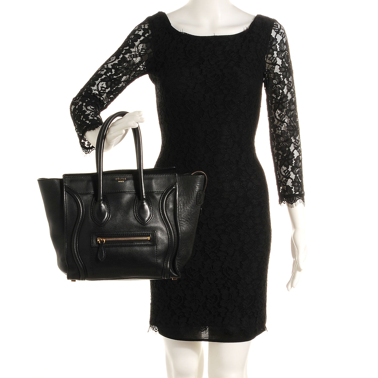 Celine Smooth Calfskin Micro Luggage Black 2 of 8