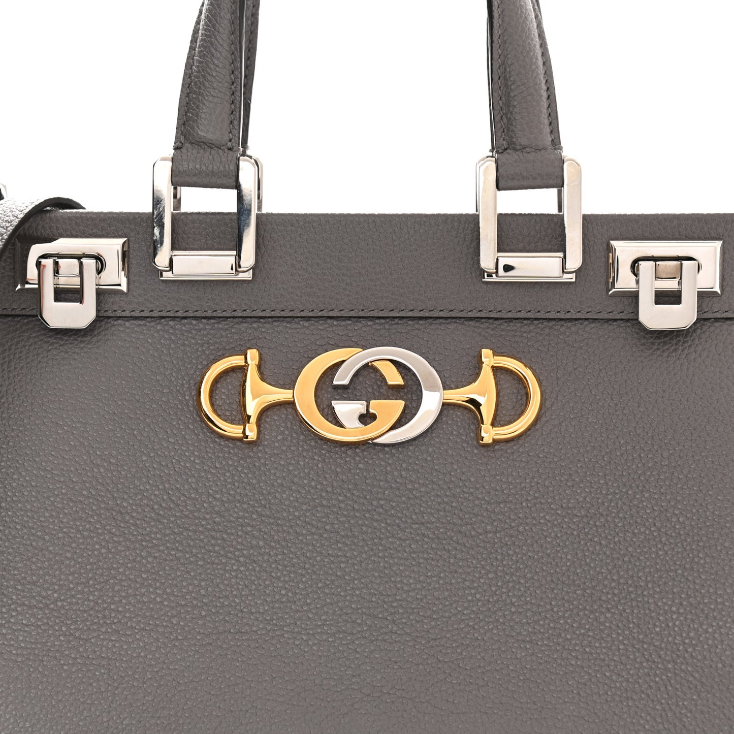 Grainy Calfskin Small Zumi Top Handle Bag Dusty Grey