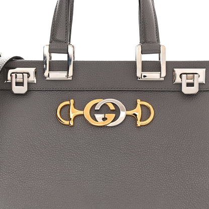 Gucci Grainy Calfskin Small Zumi Top Handle Bag Dusty Grey 9 of 11