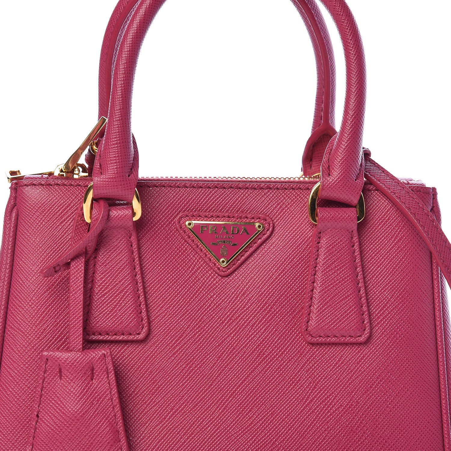 Prada Saffiano Lux Micro Galleria Double Zip Tote Fuxia 7 of 9