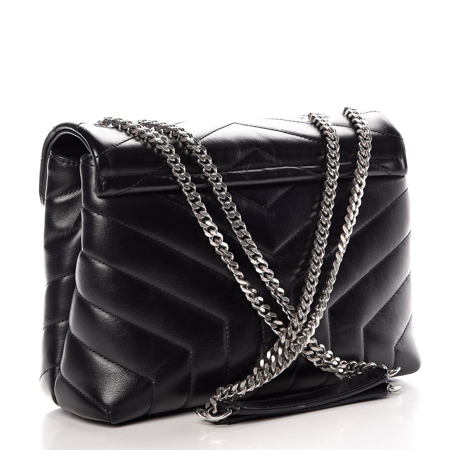 Calfskin Y Quilted Monogram Small Loulou Chain Satchel Black