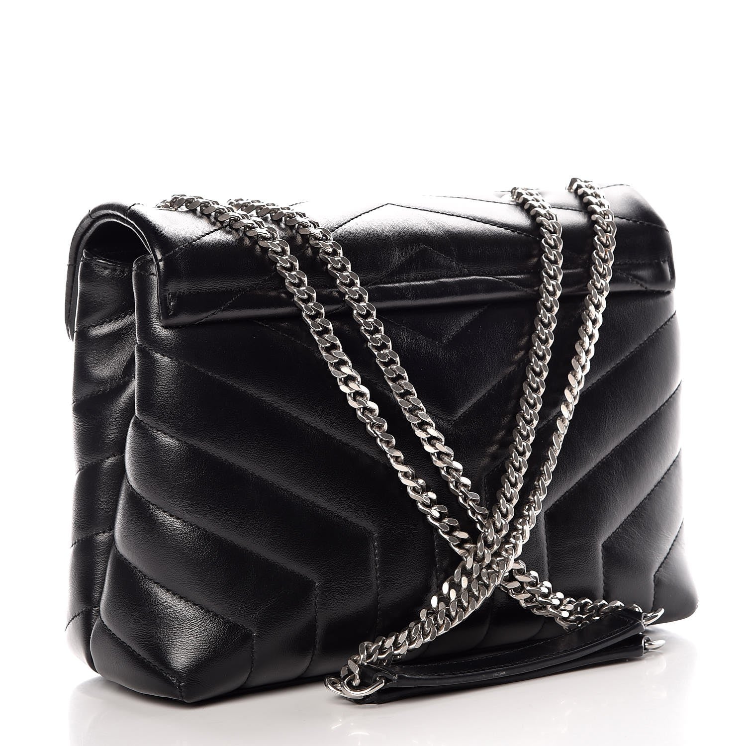 Saint Laurent Calfskin Y Quilted Monogram Small Loulou Chain Satchel Black 3 of 8