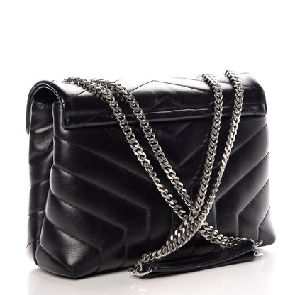 Saint Laurent Calfskin Y Quilted Monogram Small Loulou Chain Satchel Black 3 of 8