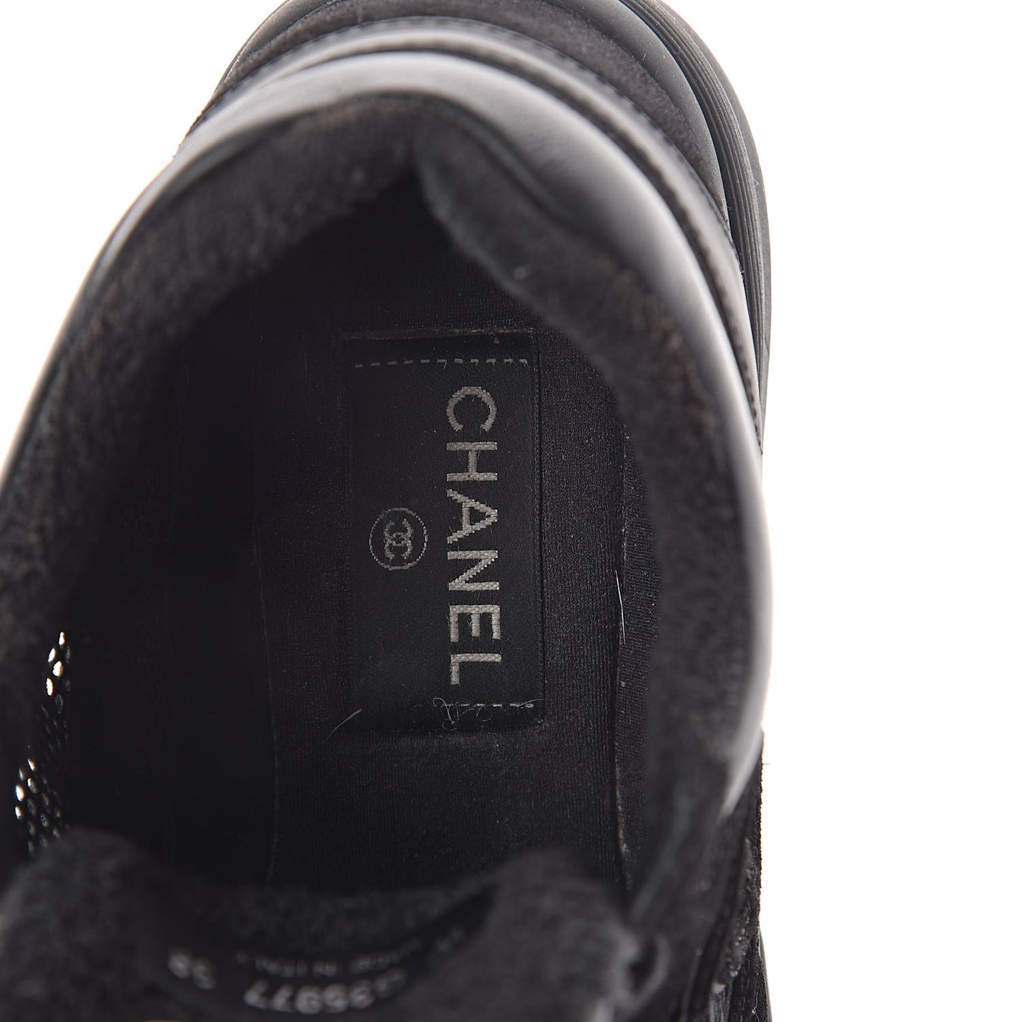 Suede Calfskin Fabric Sneakers 38 Black
