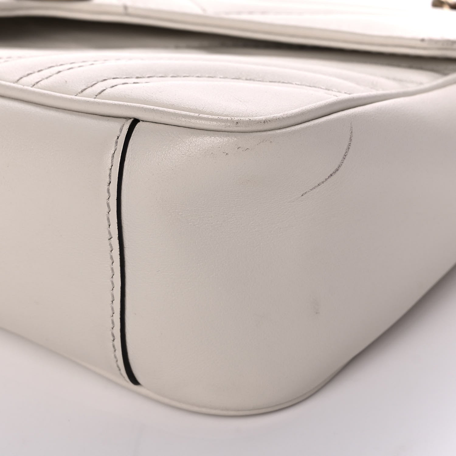 Gucci Calfskin Matelasse Small GG Marmont Shoulder Bag White 12 of 20