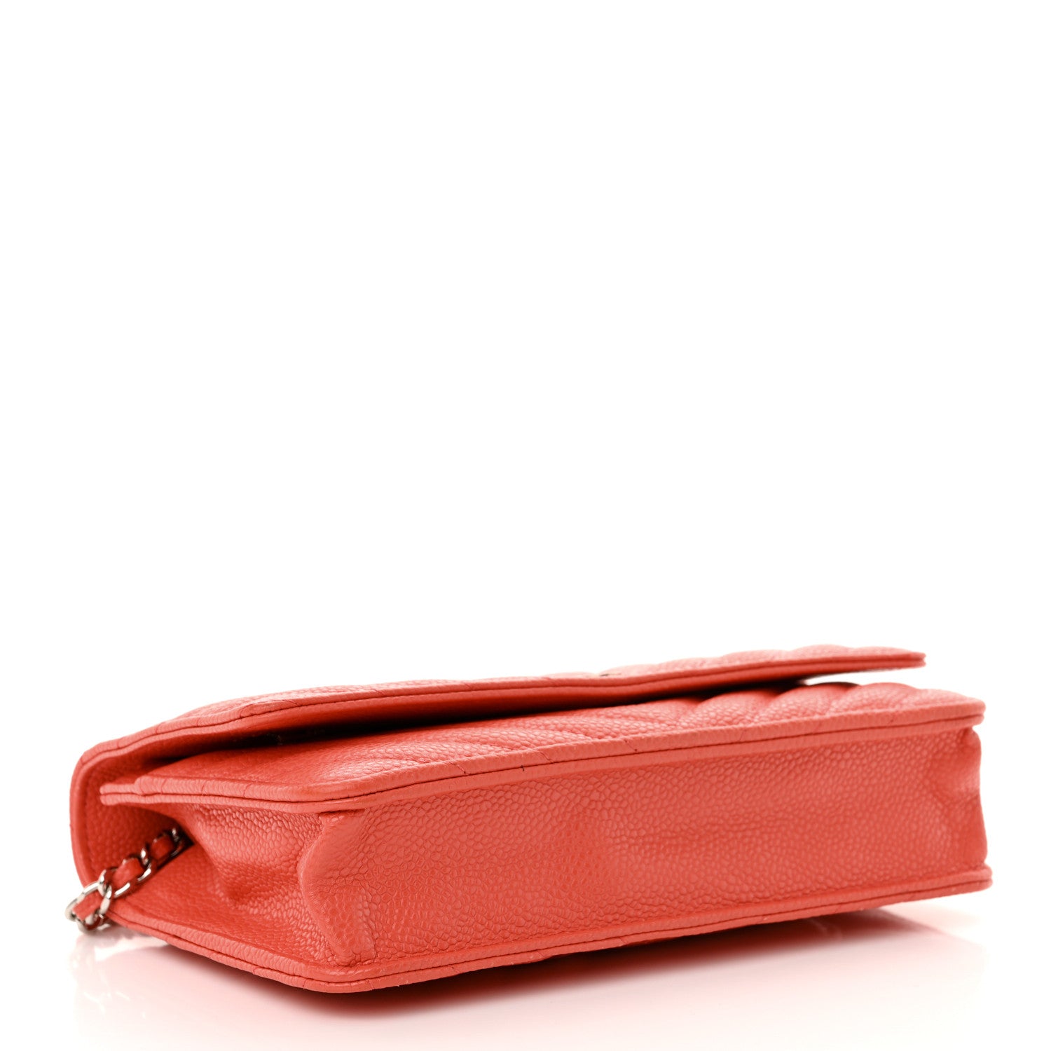 Chanel Caviar Chevron Quilted Wallet On Chain WOC Coral 4 of 14
