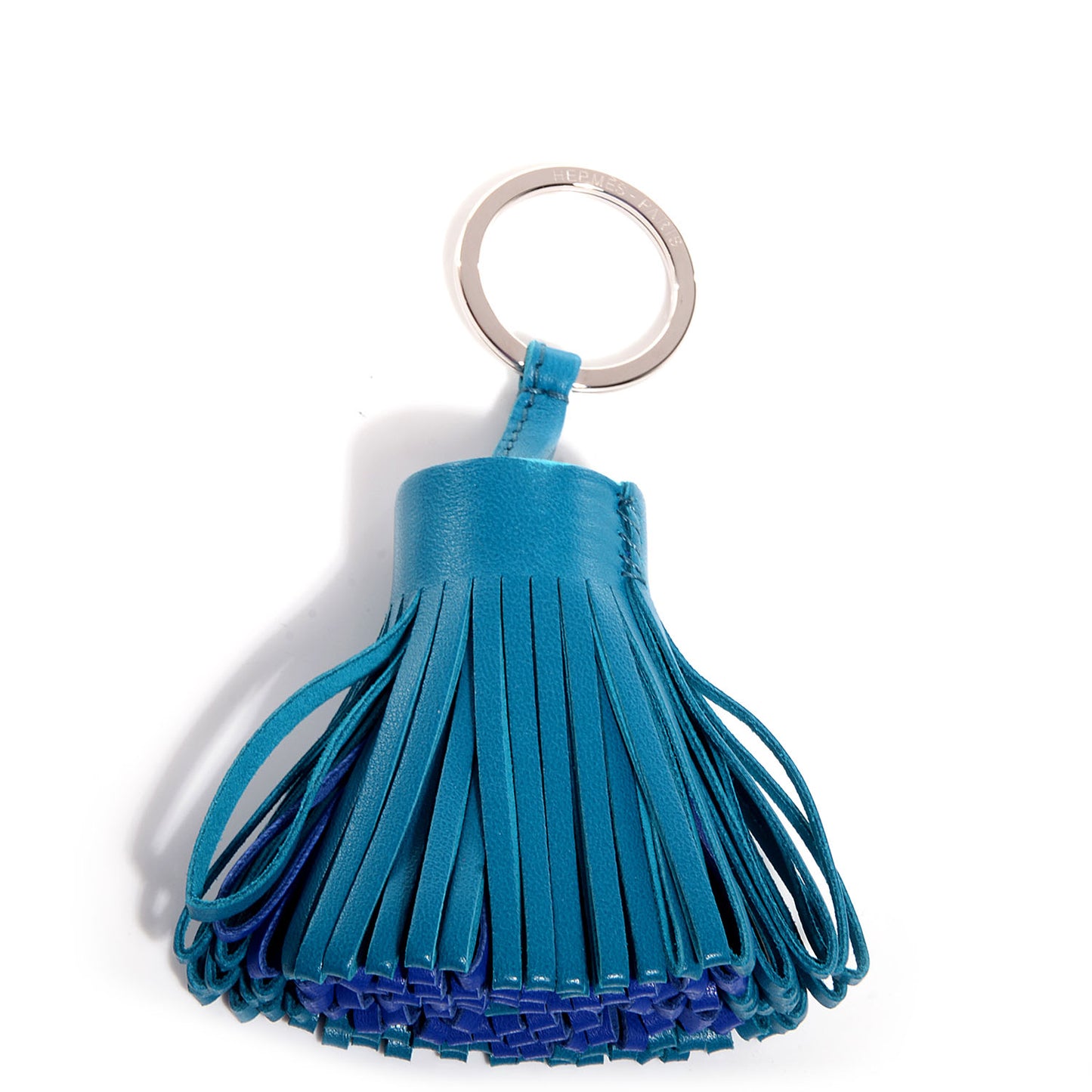 Lambskin Bi-Color Carmen Tassel Key Holder Bleu Izmir Bleu Electrique