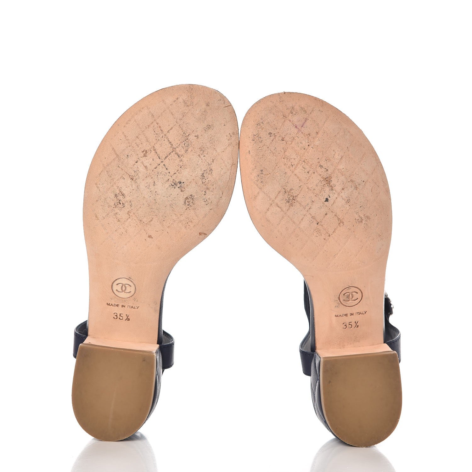 Chanel Lambskin CC Chain Thong Sandals 35.5 Navy Blue 7 of 10