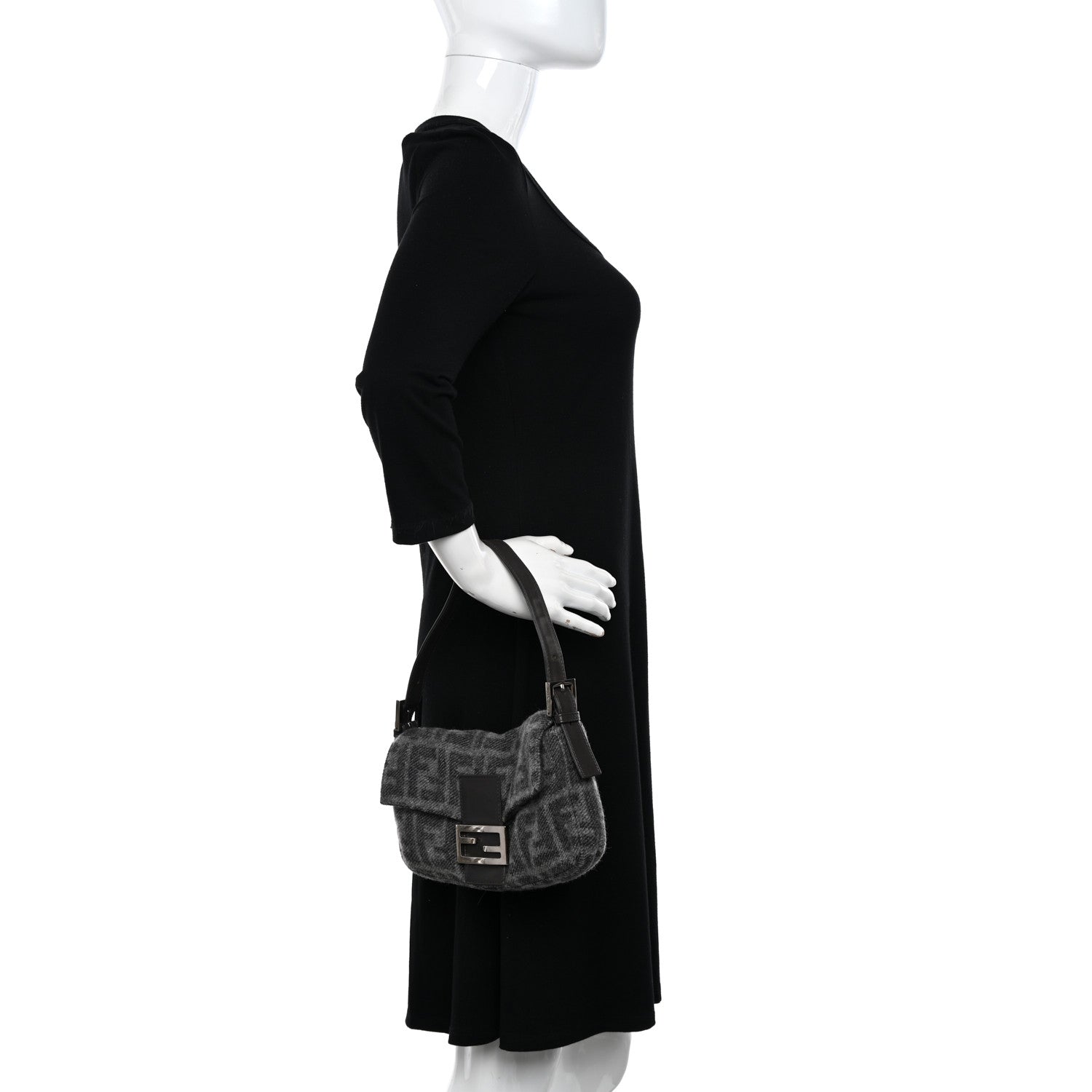 Fendi Wool Zucca Baguette Grey 2 of 10