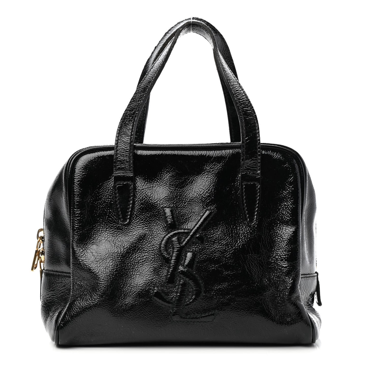 Textured Patent Mini Bag Black