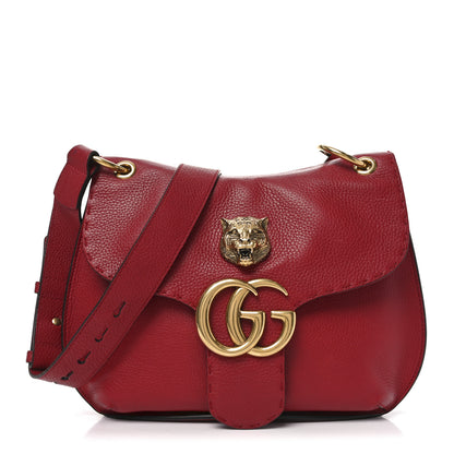Gucci Cellarius Calfskin Feline GG Marmont Flap Shoulder Bag Vulcanic Red 1 of 10